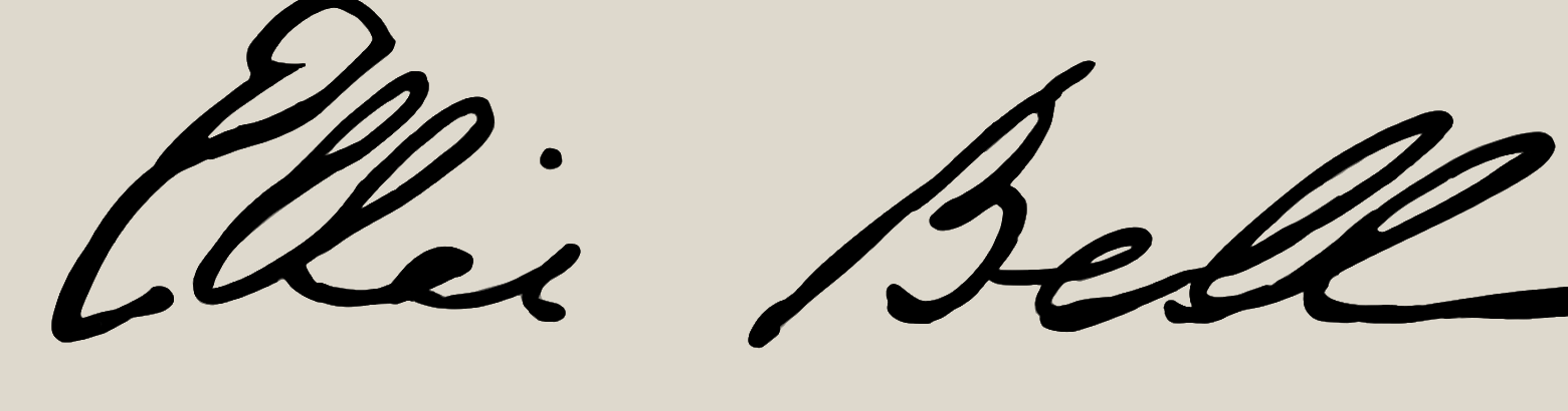Emily Brontë’s Ellis Bell autograph enlarged from the complete three-sister reproduction.