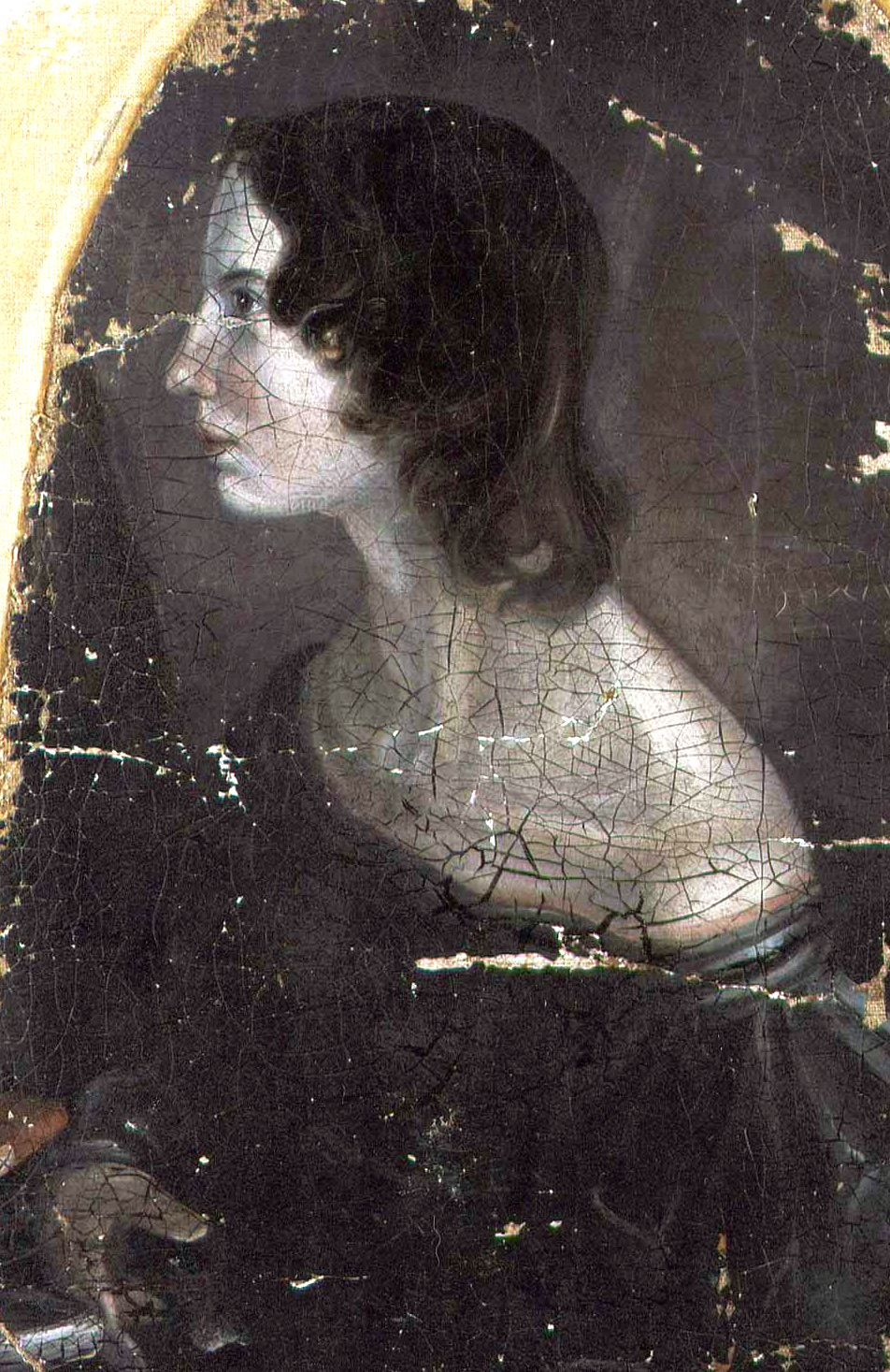 The surviving Profile fragment attributed to Branwell Brontë and currently identified by the National Portrait Gallery as Emily Brontë.
